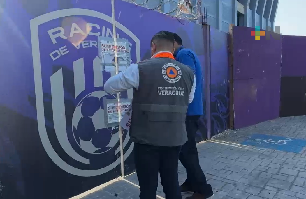 Colocan nuevos sellos de suspensión al estadio de futbol de Boca del Río