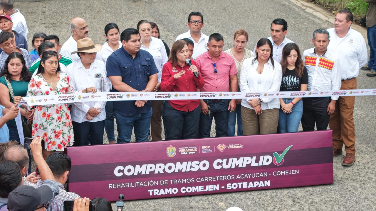 Rocío Nahle le cumple a la Sierra de Soteapan con 24 kilómetros de carretera