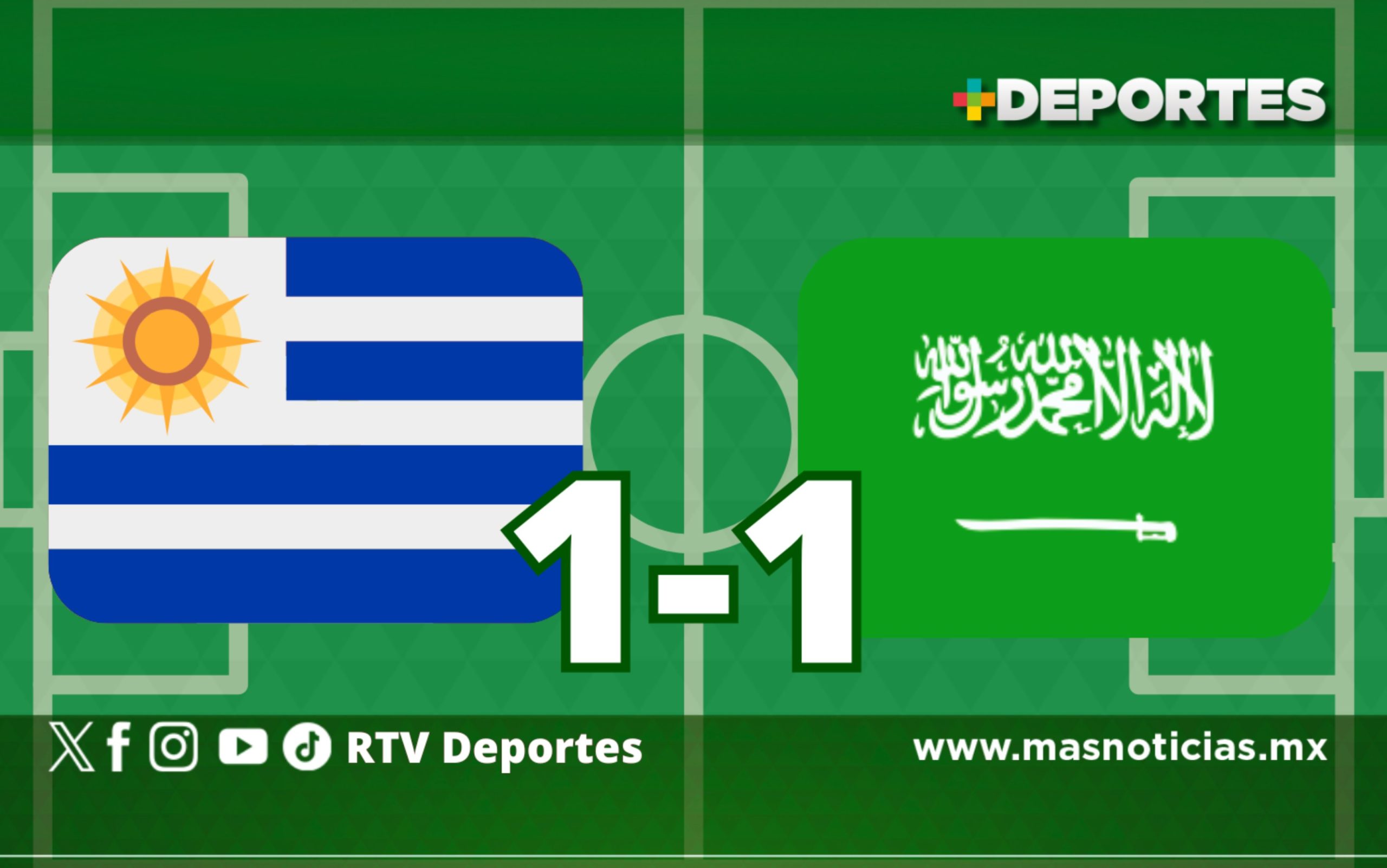 Arabia Saudita sorprende a Uruguay con empate en Miami