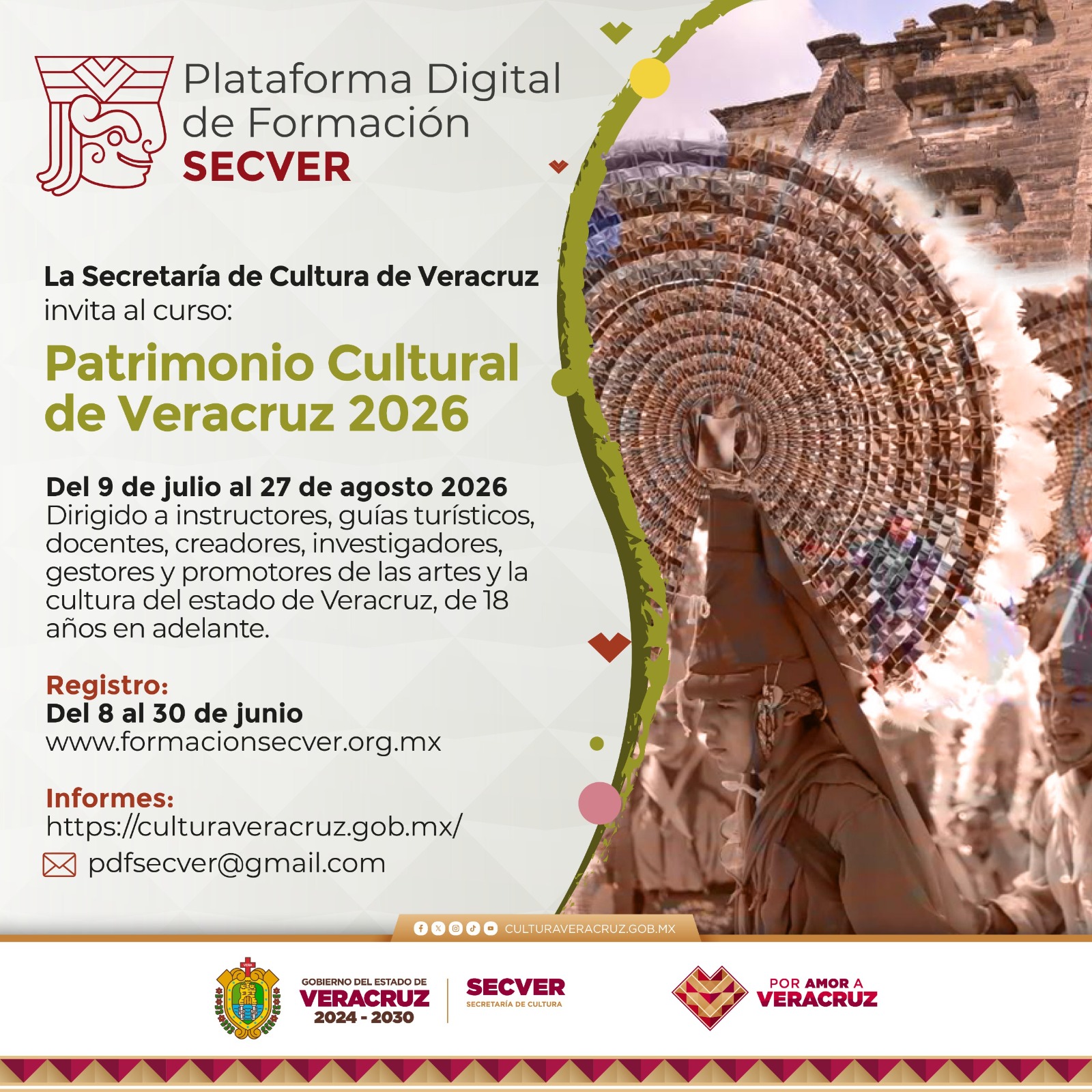 Invita la SECVER al curso virtual Patrimonio Cultural Veracruzano