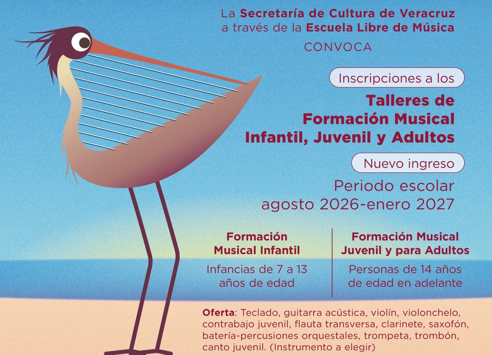 Secver abre convocatoria para ingresar a la Escuela Libre de Música
