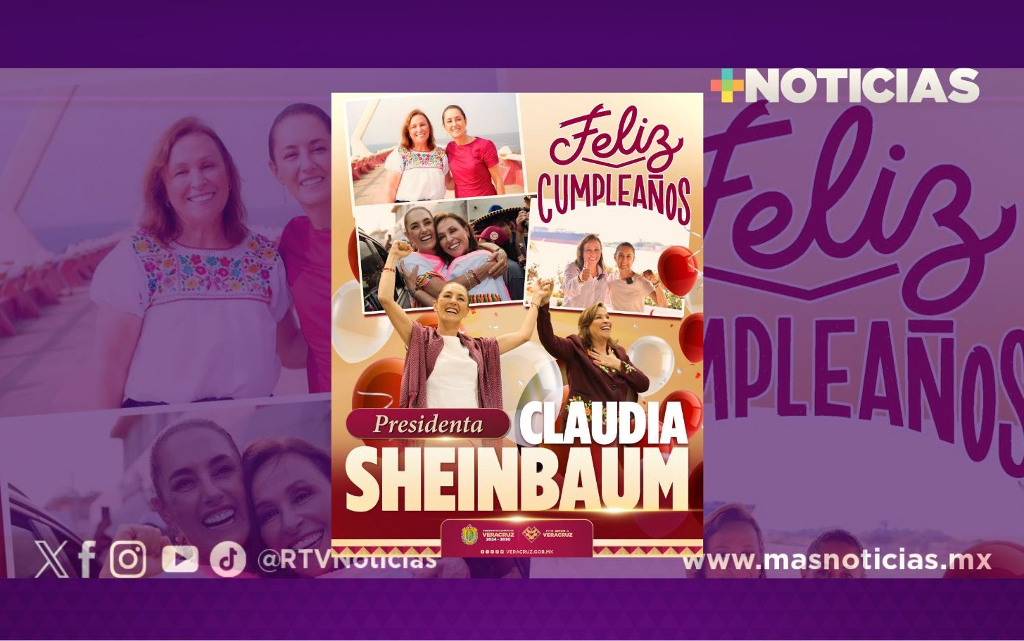 Felicita Rocío Nahle a la presidenta Claudia Sheinbaum por su cumpleaños