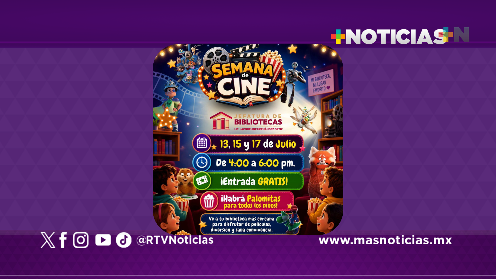 Bibliotecas de Coatzacoalcos ofrecerán funciones de cine gratuitas