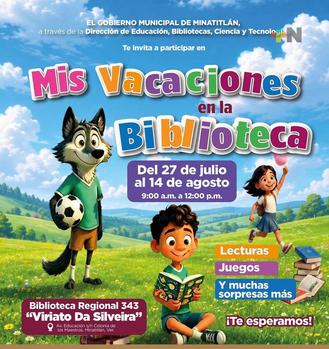 Invitan a niñez de Minatitlán a participar en programa «Mis vacaciones en la Biblioteca»
