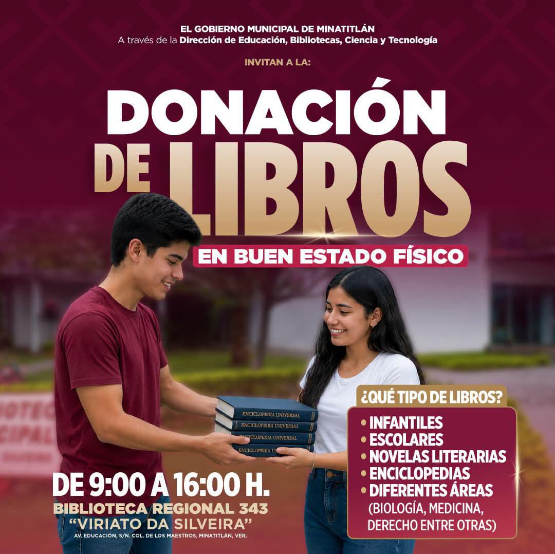 Inicia Minatitlán campaña de donación de libros