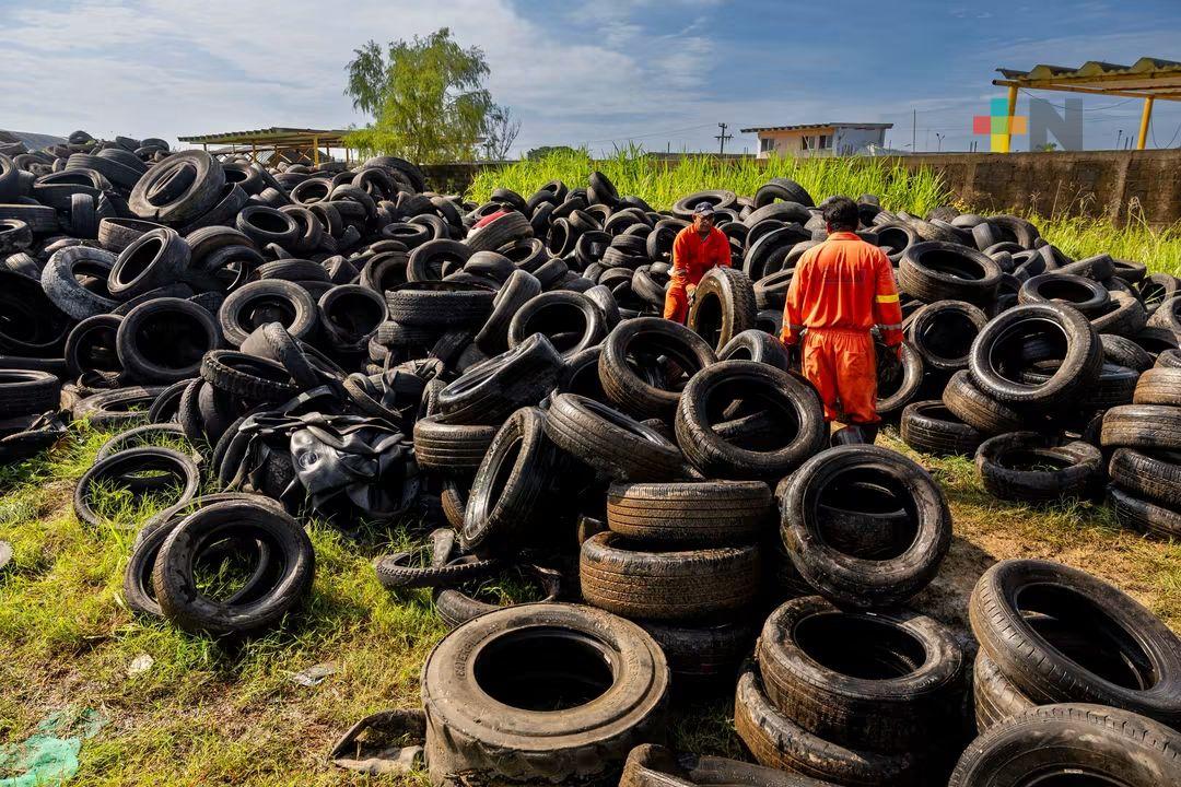 Minatitlán impulsa futuro verde con el envío de 14 toneladas de llantas a disposición sustentable